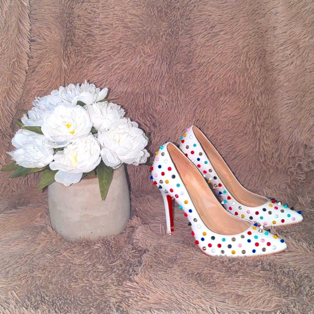 Christian Louboutin Pigalle 100 Multicolored Spiked Pumps
